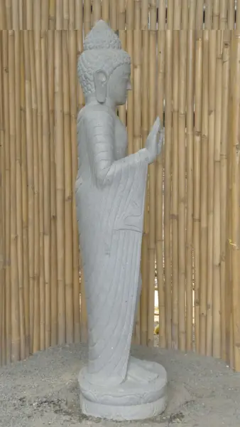 Product image 8 of the product “Standing Buddha - Abhaya mudra made of Riverstone, ca. 175 cm High ”